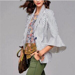 Cabi Blazer Size 4 Ticking Stripe Bell Sleeve Jacket NWOT $169